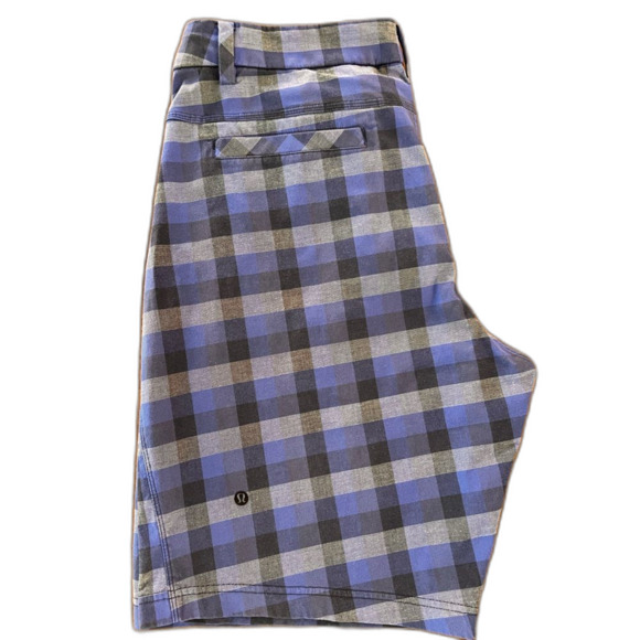 Lululemon Commission 10" Plaid Stretch Cotton Golf Shorts Blue Gray Men’s 38 - Picture 4 of 8